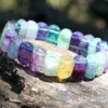 Buy Multi fluorite oval facilitated bracelet